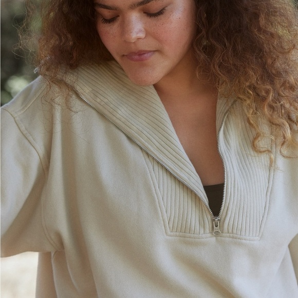 Aerie Down To Earth Quarter Zip Sweatshirt - Picture 1 of 9